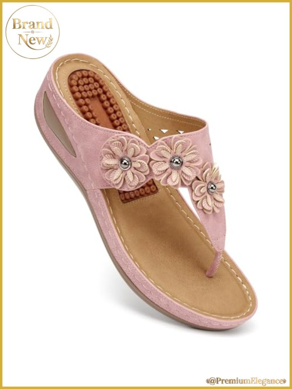 Womens Wedge Sandals Comfortable Orthopedic Platform Flip Flops Faux Leather